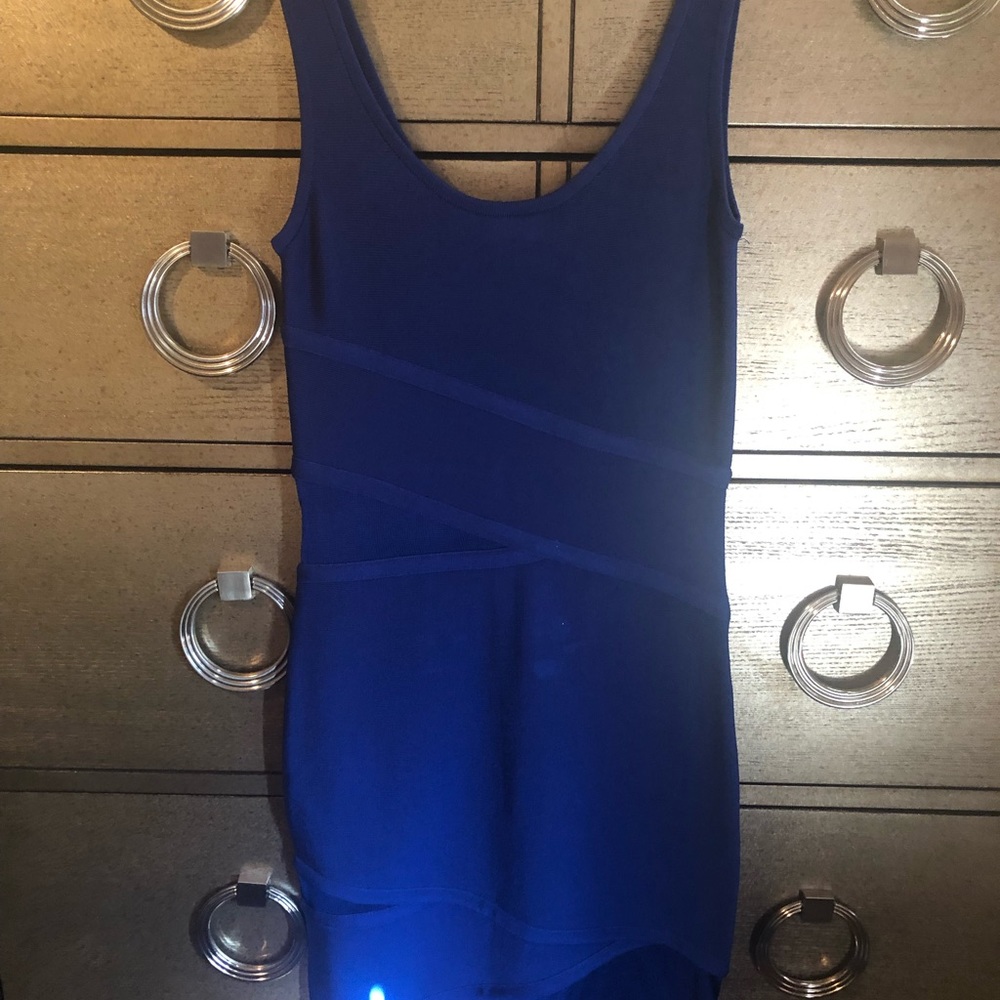 Bebe royal blue dress with sheer sides